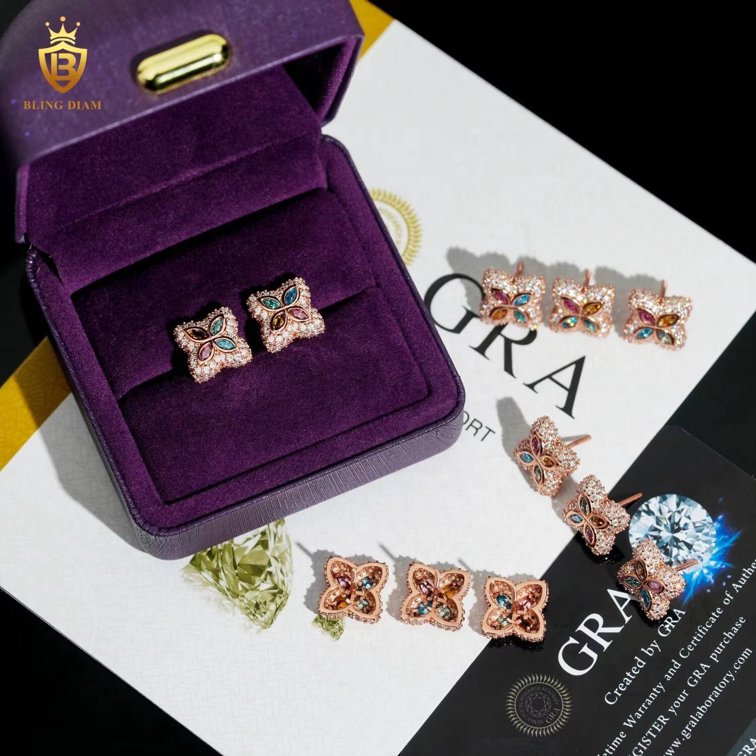 Hip Hop Earring VVS Iced Out Moissanite Diamond 15MM VVS Moissanite Earrings 925 Silver Stud Earrings