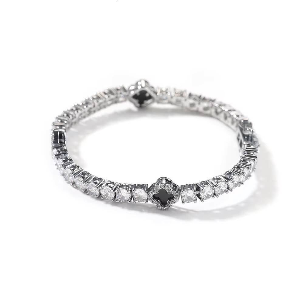 2024 New Trendy Fashion Jewelry Clover Necklace Lucky Grass Bracelet Tennis Chain Hip Hop Jewelry Famous Design Jewelry