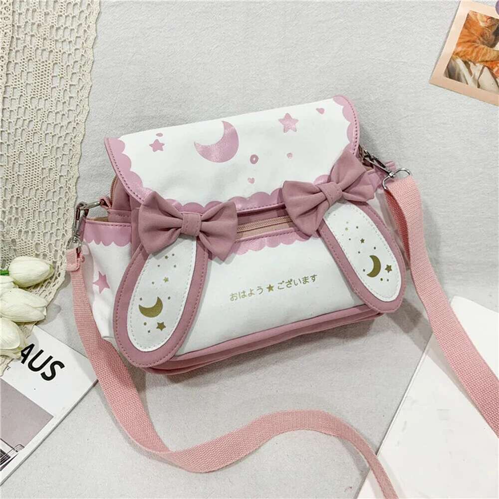 Women Lolita Bow Tie Fashion Shoulder Bags Japanese Style Cute Rabbit Crossbody Girls Kawaii Satchel Sweet Messenger Bag Bag