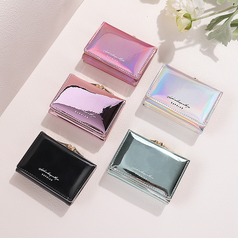 Designer Wallet Laser Ins Zero PU Card Bag Student Fashion Off Versatile Short Cute Wallet Female Premium Luxury Wallet Key Pouch