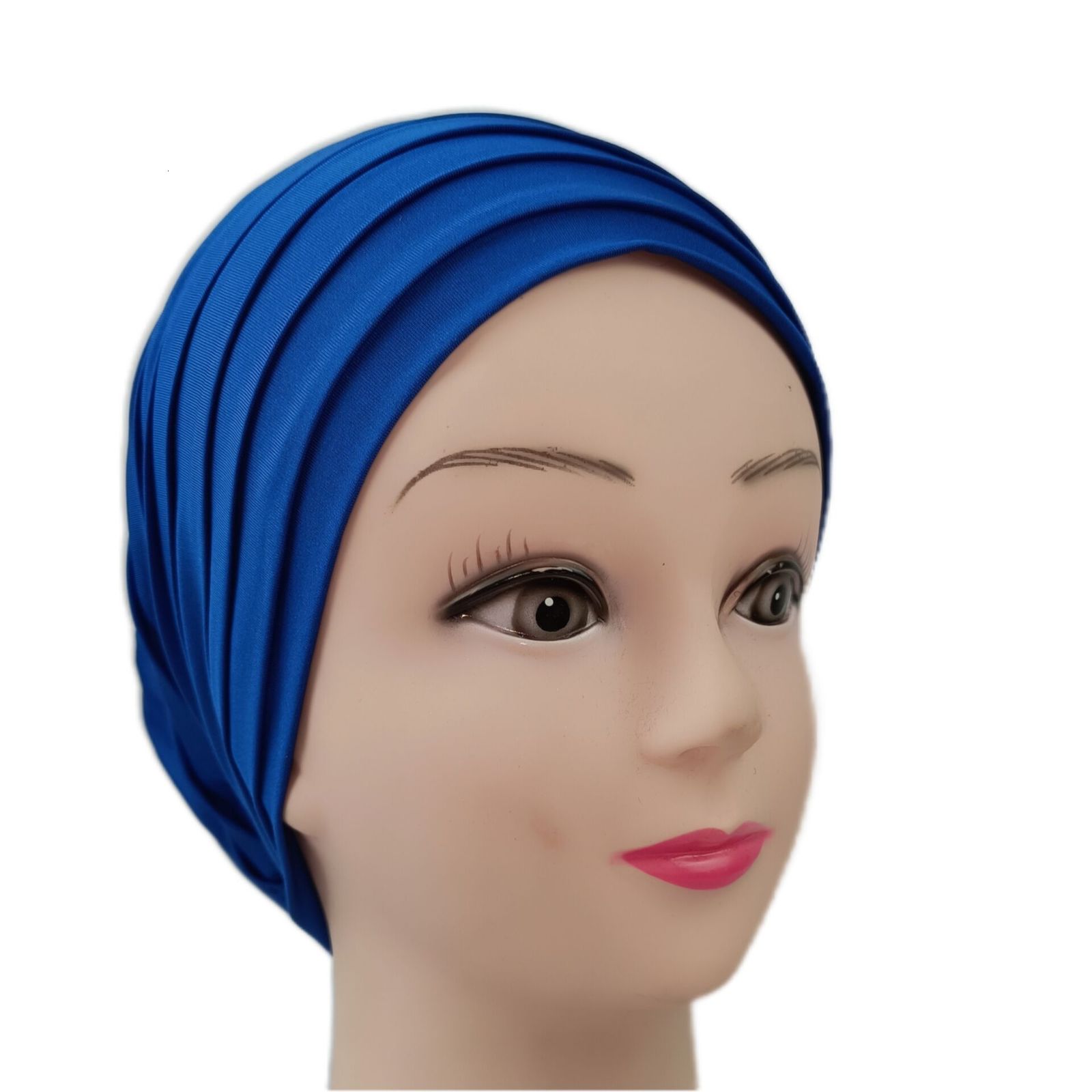 Hijabs Candy Color Ladies Head Wraps Muslim Hijab Bonnets Fashion Headgear Trending Elastic Full Body Pleated Turban Cap for Women 230426