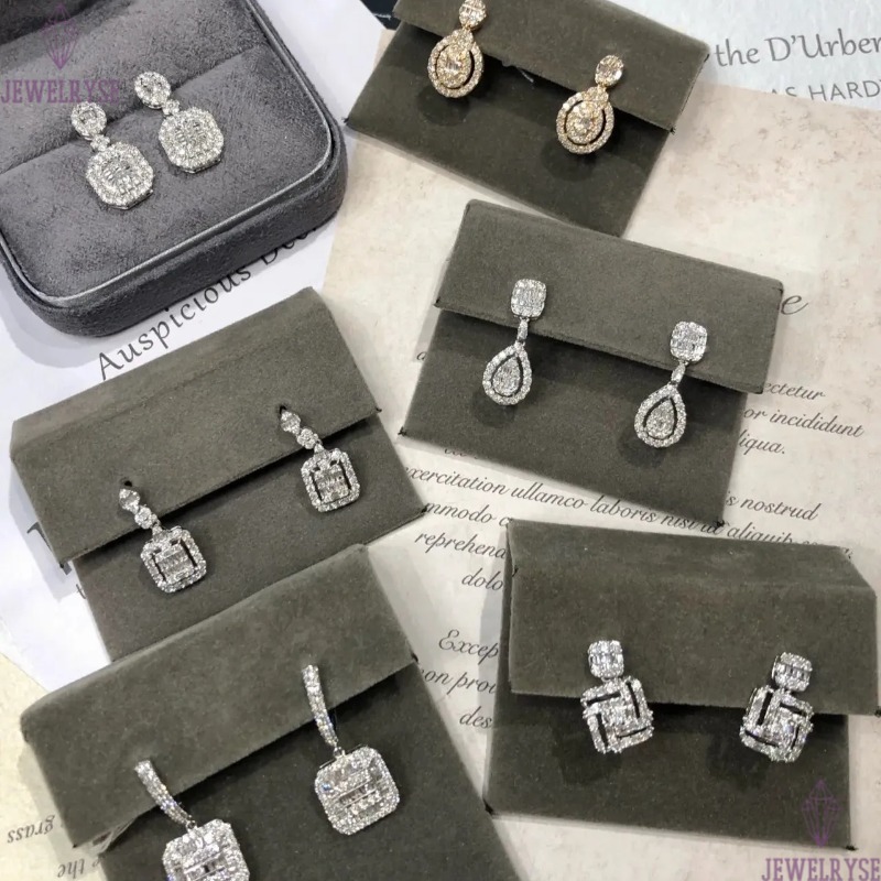 Choucong Brand Dangle Earring Luxury Jewelry Six Style 925 Sterling Silver Sparkling Handmade White Topaz T Princess Cut White Zircon Eternity Women D