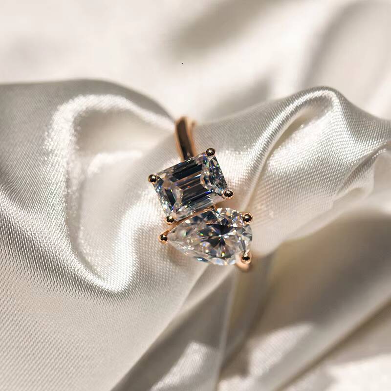 KIBO High-end Fine Jewelry Customized 2carat Moissanite Diamond Wedding 14k Solid Gold Moissanite Engagement Ring Women