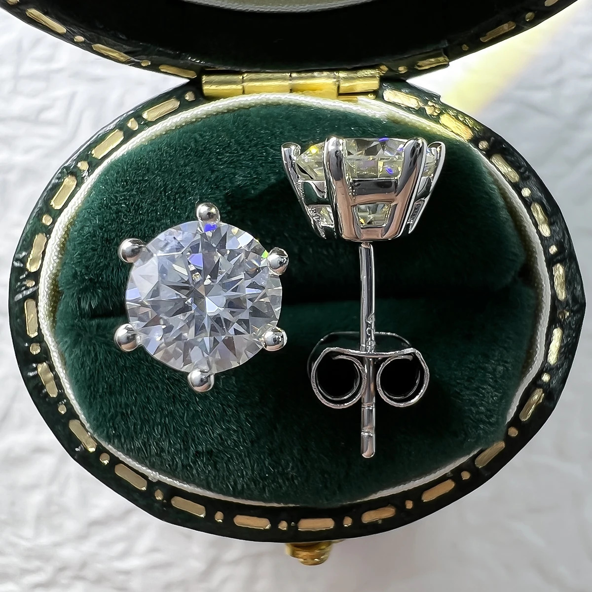 AnuJewel 4/2/1ct Total Stud Earrings 925 Sterling Silver Certificate Earrings Jewelry Making Supplies 250420