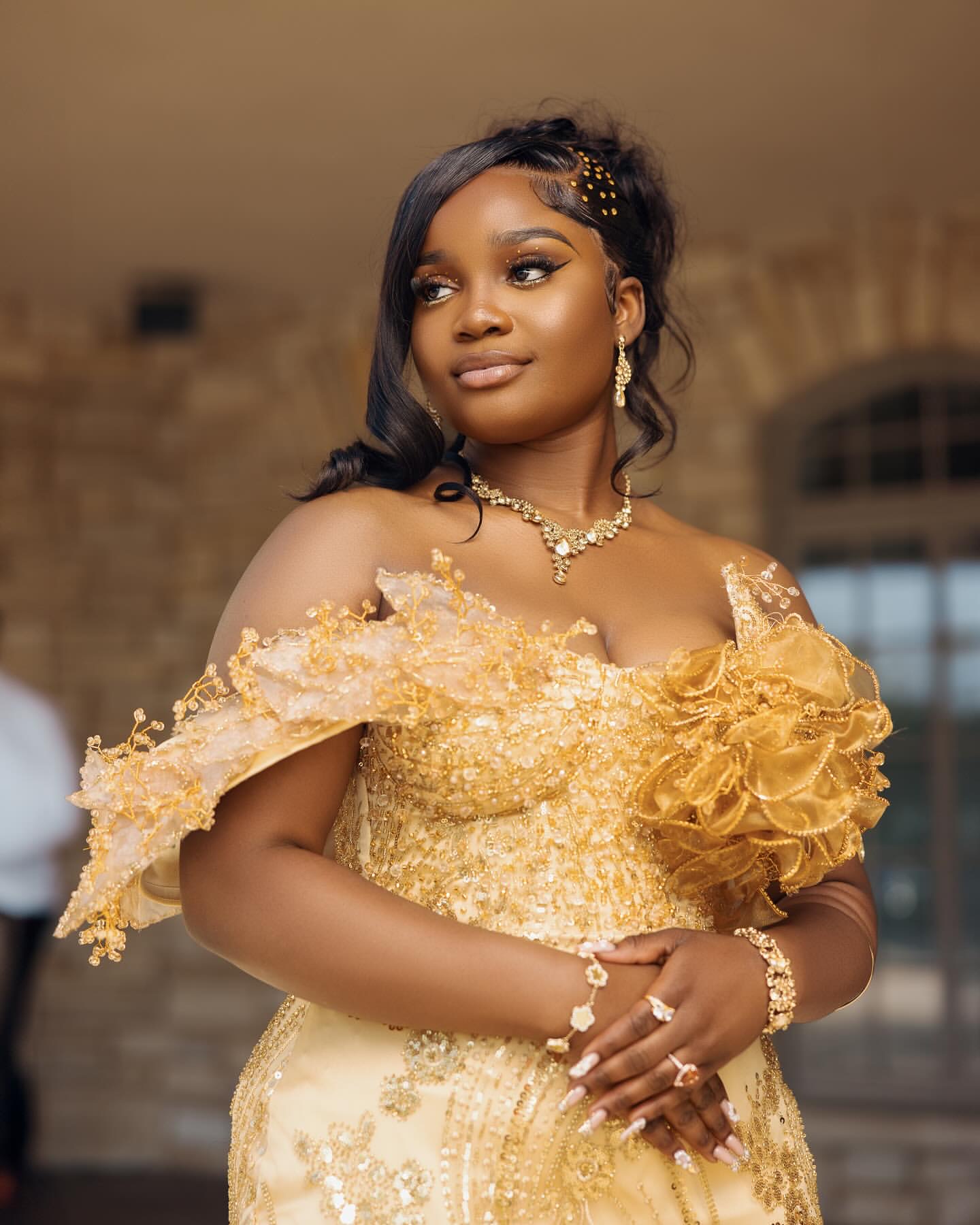 Mermaid Gold Plus Size Prom Dresses 2025 Florals Crystals Sequined Lace Evening Formal Party Second Birthday Engagement Gowns Dress For Special Occasi