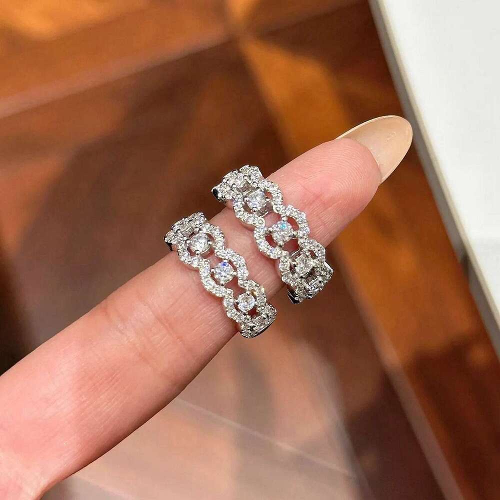 Stacking Ring Moissanite Sterling Silver Hollow Lace Row for Women Simple Niche Hand Jewelry Fashion High-End Wholesale