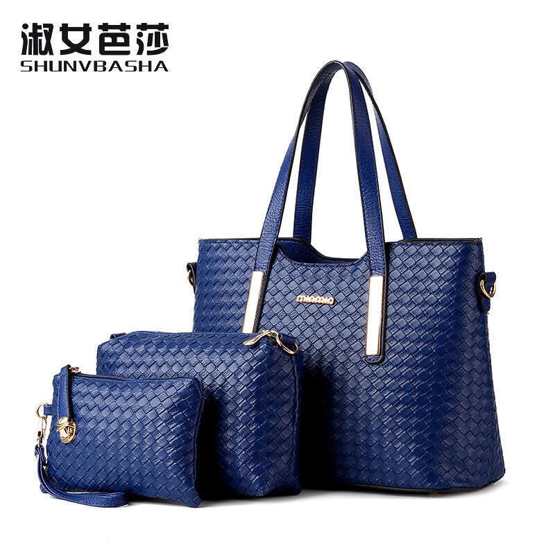 2024 New Trendy Women's Woven Pattern Mother and Child Bag Three Piece Set Crossbody Shoulder Handbag