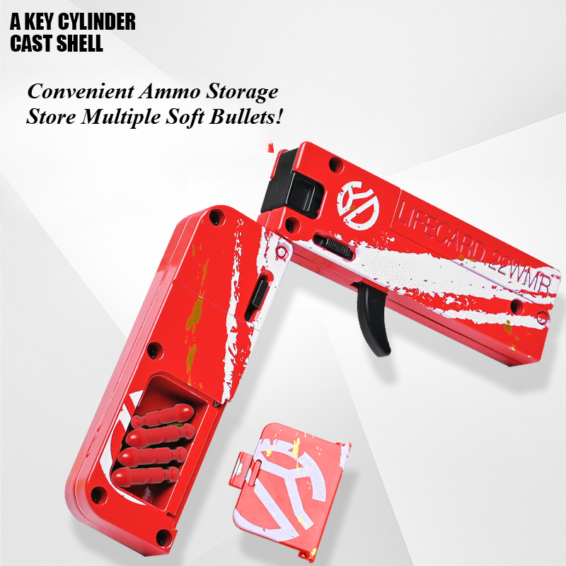 2.0 Upgraded Lifecard Alloy Folding Gun Toy Soft Bullet Blaster Shooting Model Pistol For Adults Kids Boys Birthday Gifts