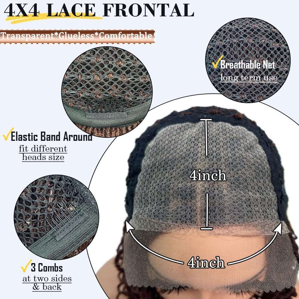 SOKU Short Faux Locs Lace Frontal 12 Inch Natural 4x4 Large Parting Space Twist Dreadlock Wigs for Black Women Afro Curly Braided Synthetic Wig