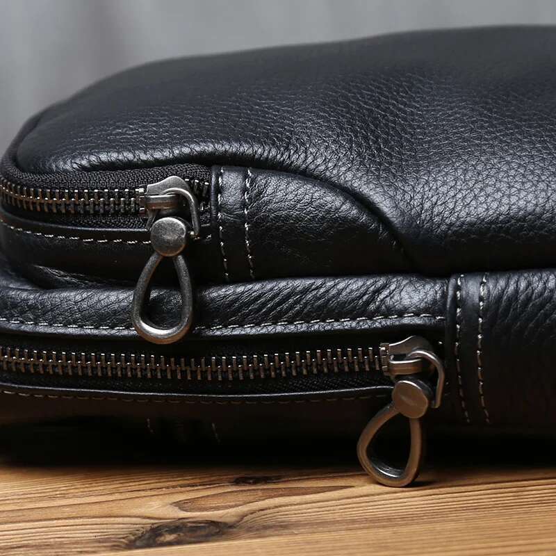 NZPJ Genuine Leather Chest Casual Crossbody Top Layer Cowhide Men's Tablet Computer Bag Trendy Backpack