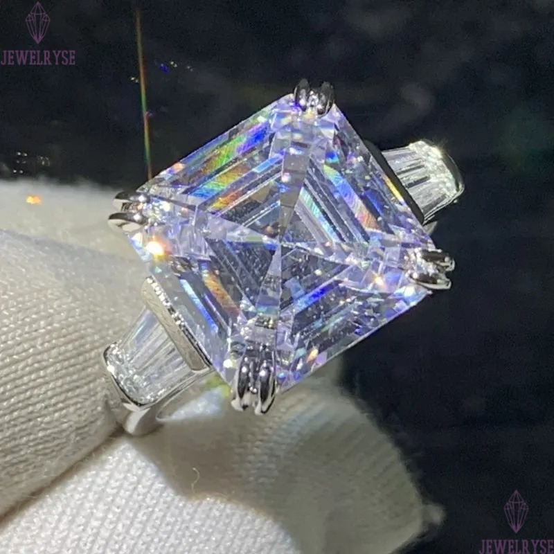 Sparkling Luxury Jewelry Wedding Ring ReaL 925 Sterling Silver Princess Cut White Topaz CZ Diamond Gemstones Party Handmade Moissanite Women Engagemen