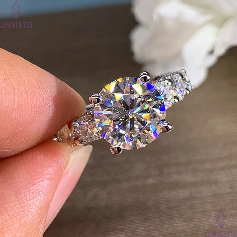 Wedding Rings Luxury Jewelry 925 Sterling Silver Fill Round Cut White Topaz CZ Diamond Eternity Party Women Engagement Bridal Ring For Lover Gift