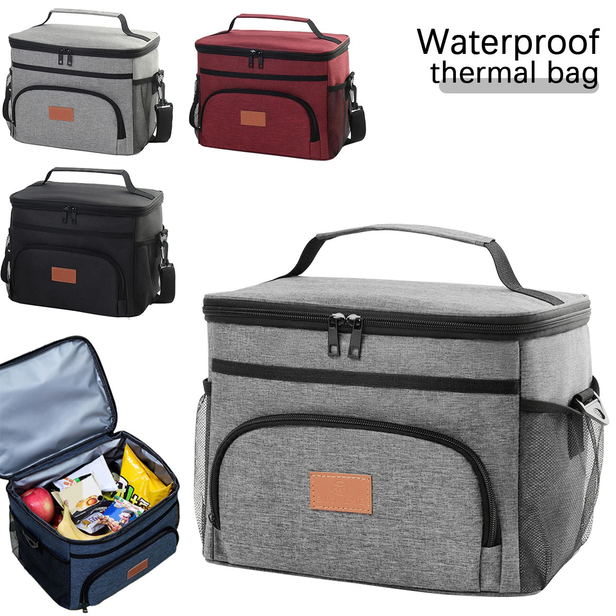 Portable lunch bag food insulated box Waterproof shoulder strap insulated box hand-held lunch box bag fresh aluminum zwq 250429