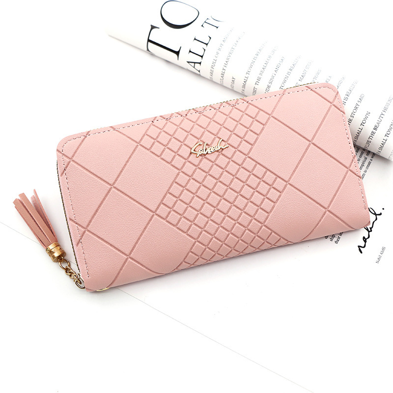 Designer Wallet Korean Version Wallet With Mobile Phone Bag Wallet Simple Embossed Design Women S Long Tassel Zipper Handbag Luxury Wallet Key Pouch