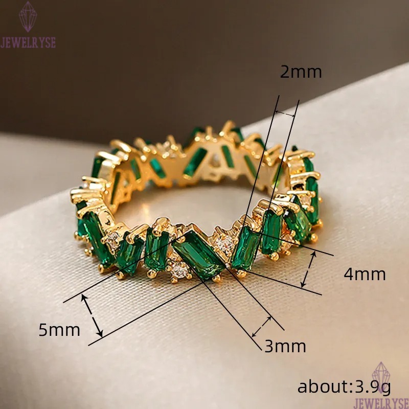 French Vintage Jewelry Wedding Rings 925 Sterling Silver Gold Fill Princess Cut Emerald CZ Diamond Irregular Party Women Engagement Band Ring Gift