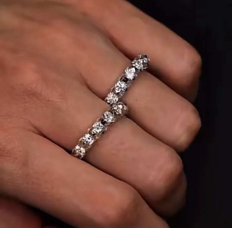 Eternity Lab Diamond Ring 925 sterling silver Jewelry Engagement Wedding band Rings for Women Bridal Fine Party Gift
