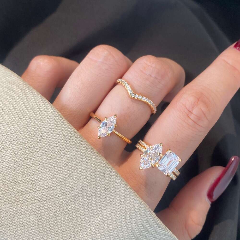 Designer rings jewelry Moissanite dia Vecalon Lustre Promise Wedding Band Ring Top quality Sterg Sier VVS Dia Engagement rings for women nice