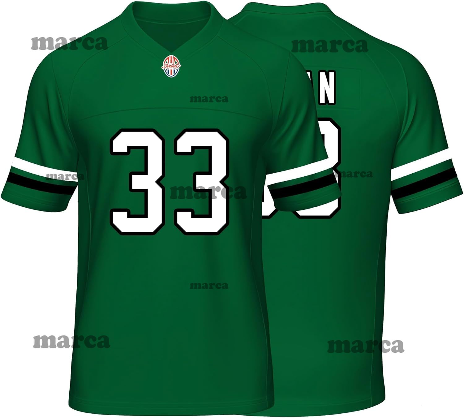 Custom Mens/Youth Football Stitched T-Shirt for Sports Fan Green No Brand/Logos