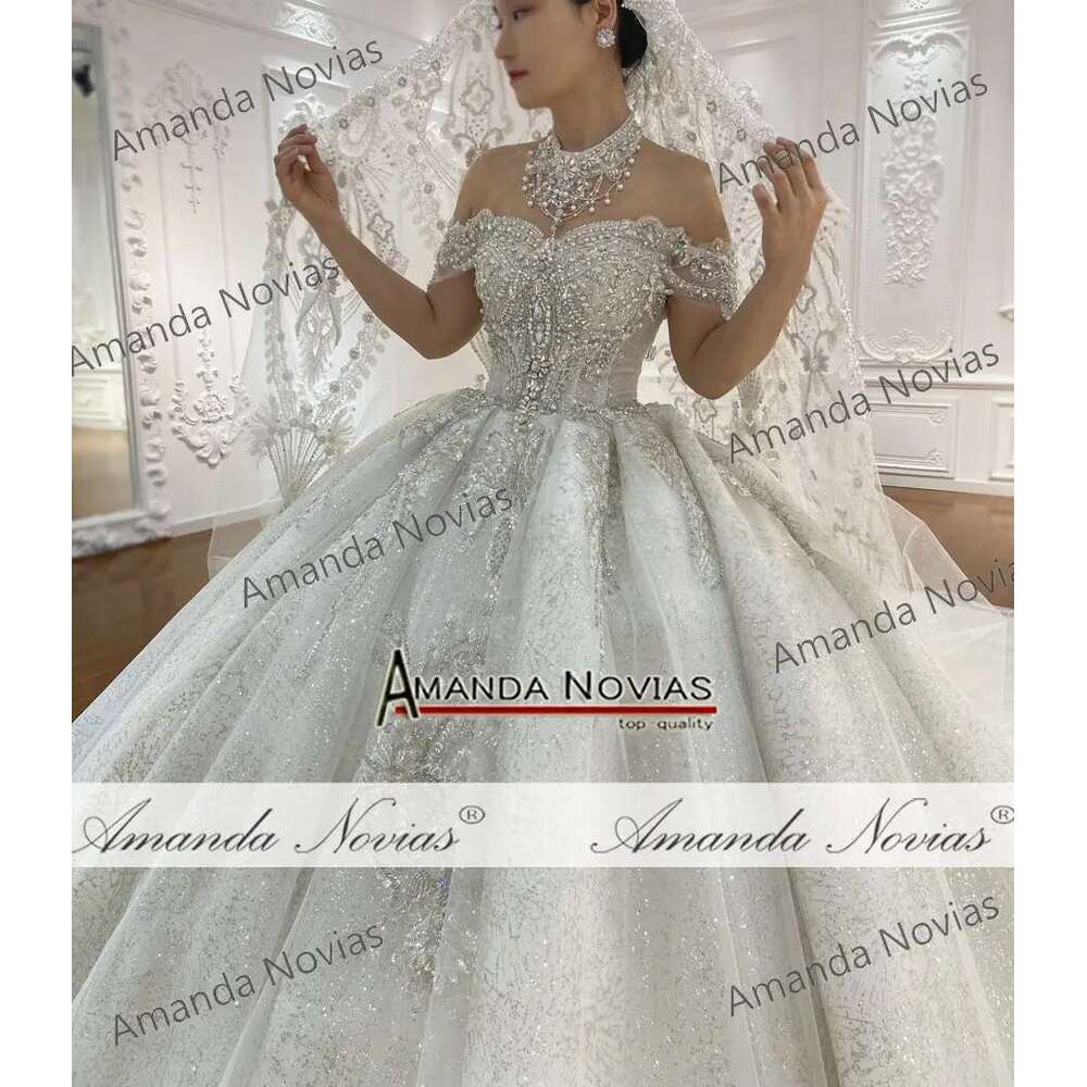 Customized Ns4923 Off The Shoulder Straps Beading Wedding Dress Real Photos 2025