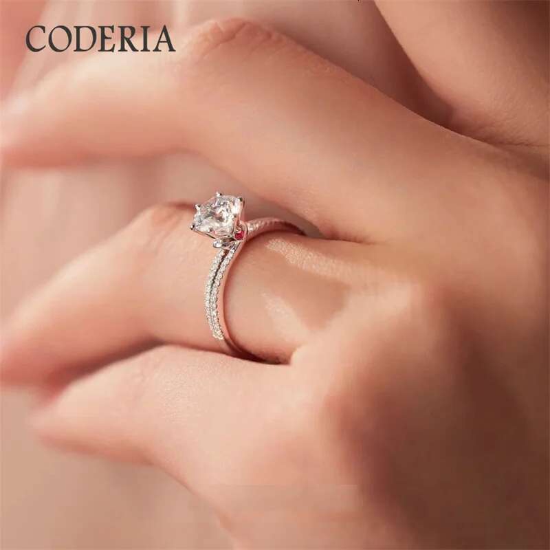 Sterling Silver Women Ring Plated 18K White Gold With Brilliant Diamond Cut 1 Carat Moissanite Wedding Rings Promise Band