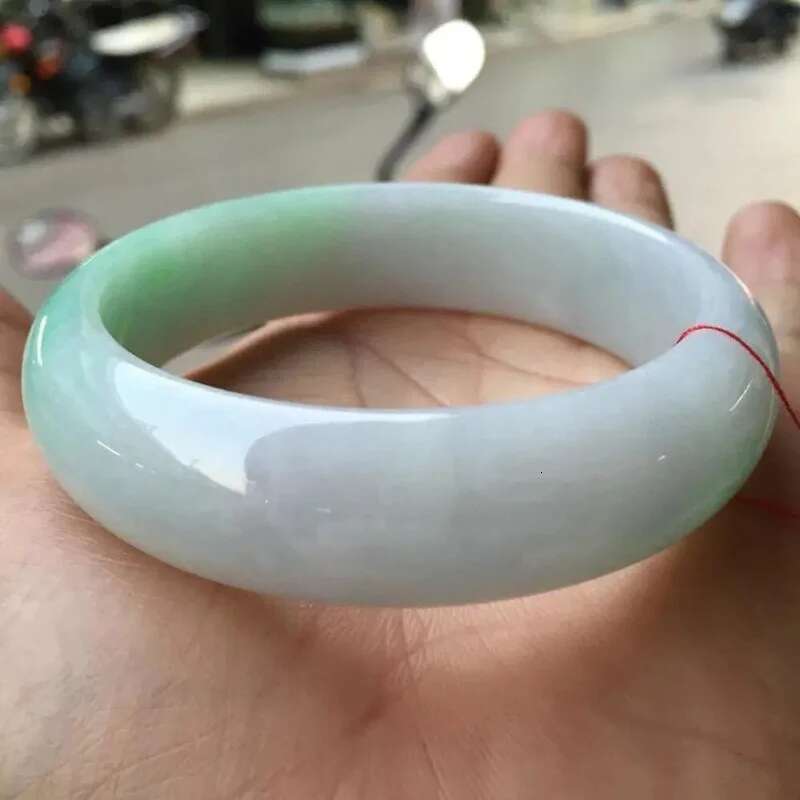 Natural Myanmar Old-Mine Jadeite Bangle, Floating Green Imperial Circle Concave Round Jade Bracelet, Icy Emerald-Green Type