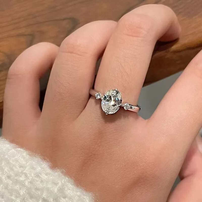 Oval 2 Carat 7*9mm Moissanite Wedding Ring Women Luxury Engagement Jewelry Pass Diamond Test 925 Sterling Silver Rings