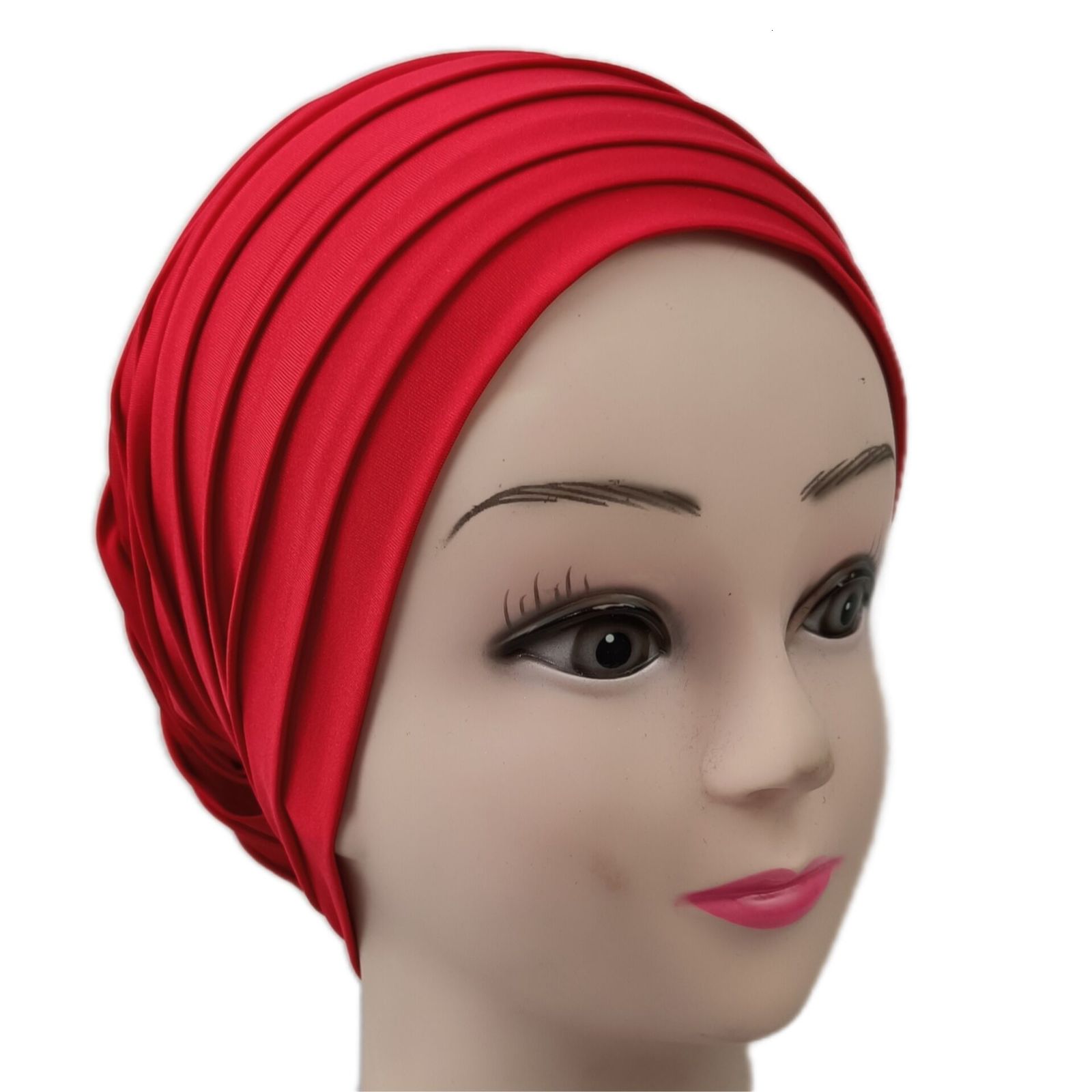 Hijabs Candy Color Ladies Head Wraps Muslim Hijab Bonnets Fashion Headgear Trending Elastic Full Body Pleated Turban Cap for Women 230426