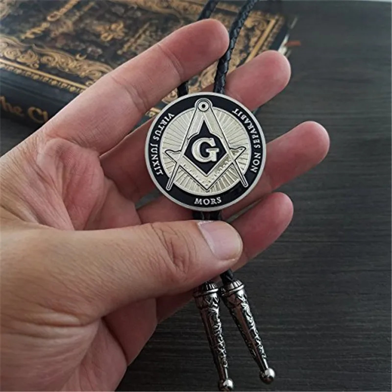 Europe and America Freemason Fashion Leather Cord Necklace bolo tie 250430