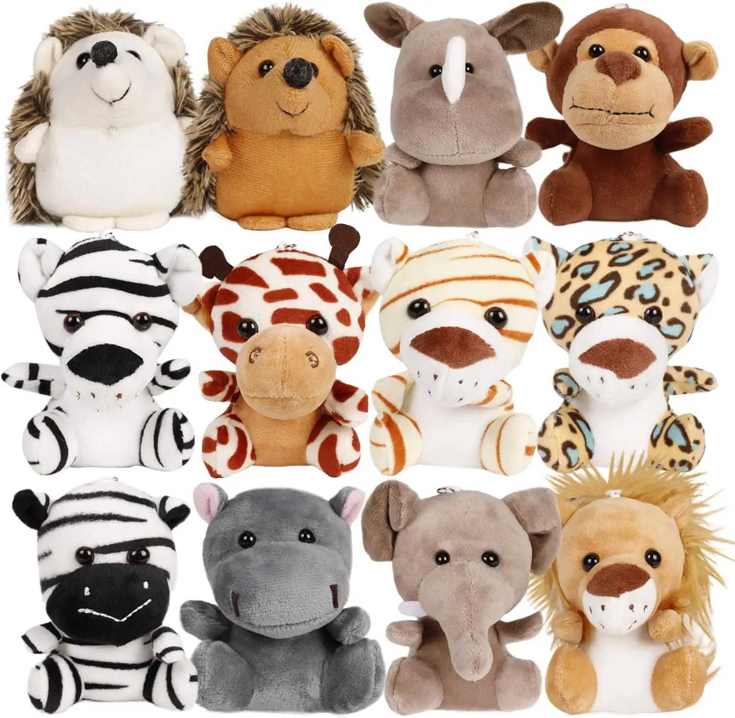 12-36 PCS Small Safari Stuffed s Bk 12cm Jungle Mini Plush Toys for Par Favors Birthday Baby Shower Gift Bags C251202