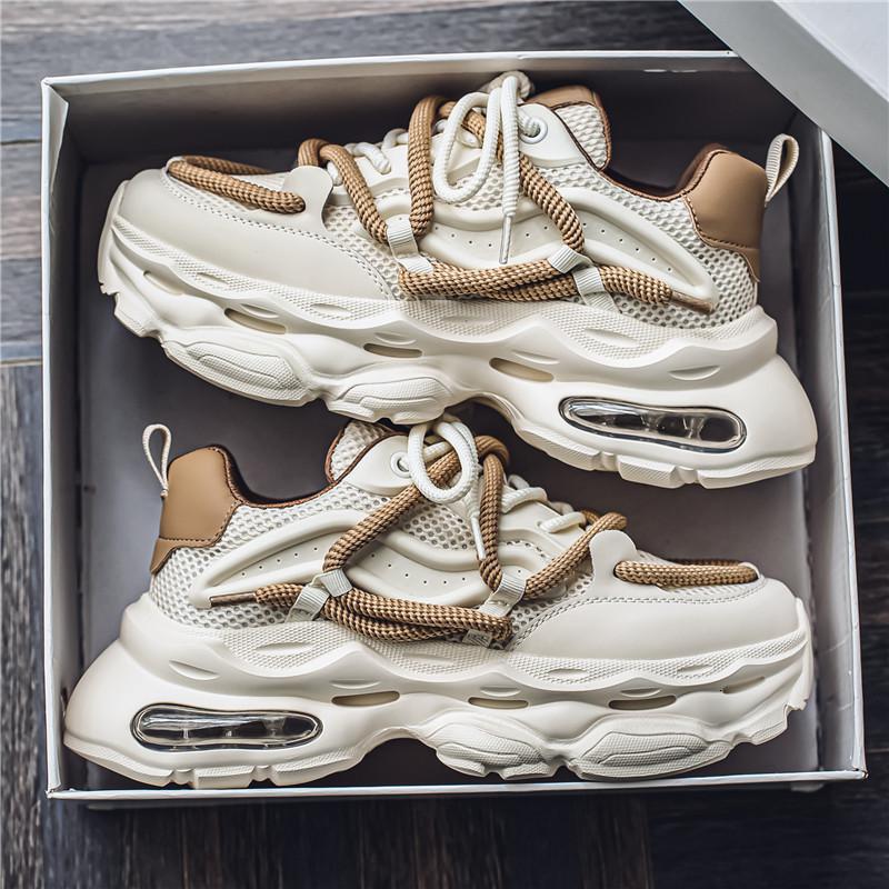 2025 New Thick-soled Sneakers for Men's Breathable Mesh Air Cushion Designer Shoes Sports Casual Shoes