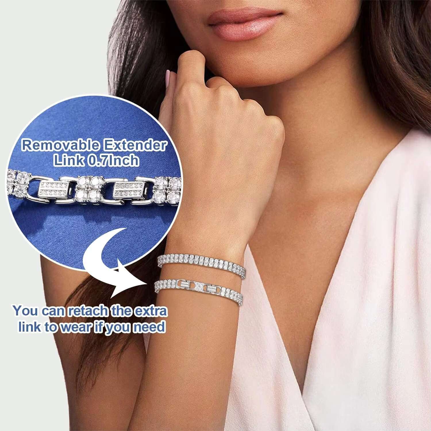 10mm Hiphop Double Rows Moissanite Bracelets Lab Grown Diamond Tennis Bracelet 925 Sterling Silver Moissanite Tennis Bracelet