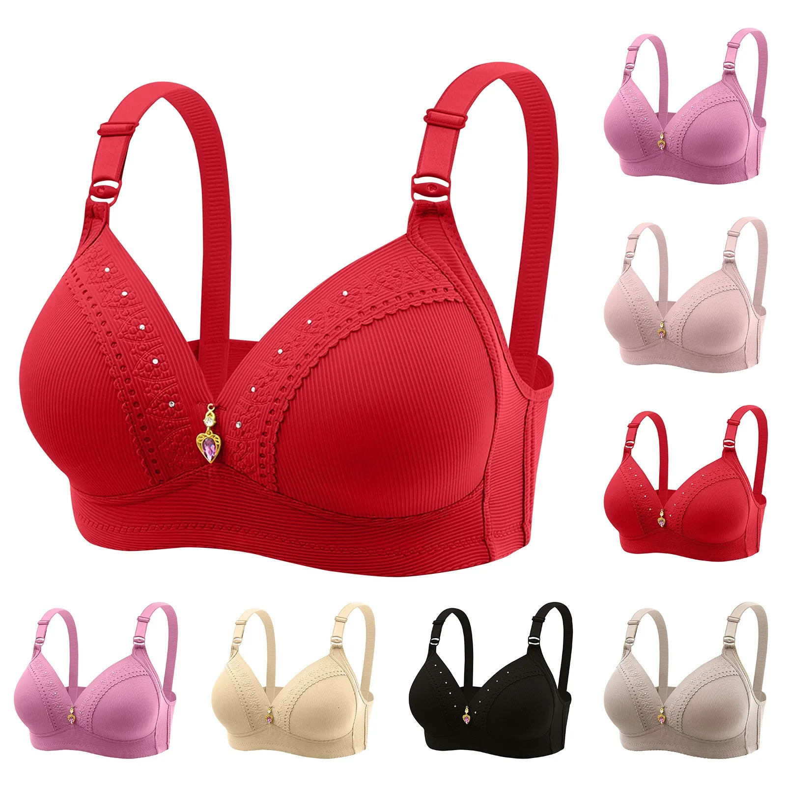 Womens largesized wireless comfortable breathable push up womens underwear bra 250430