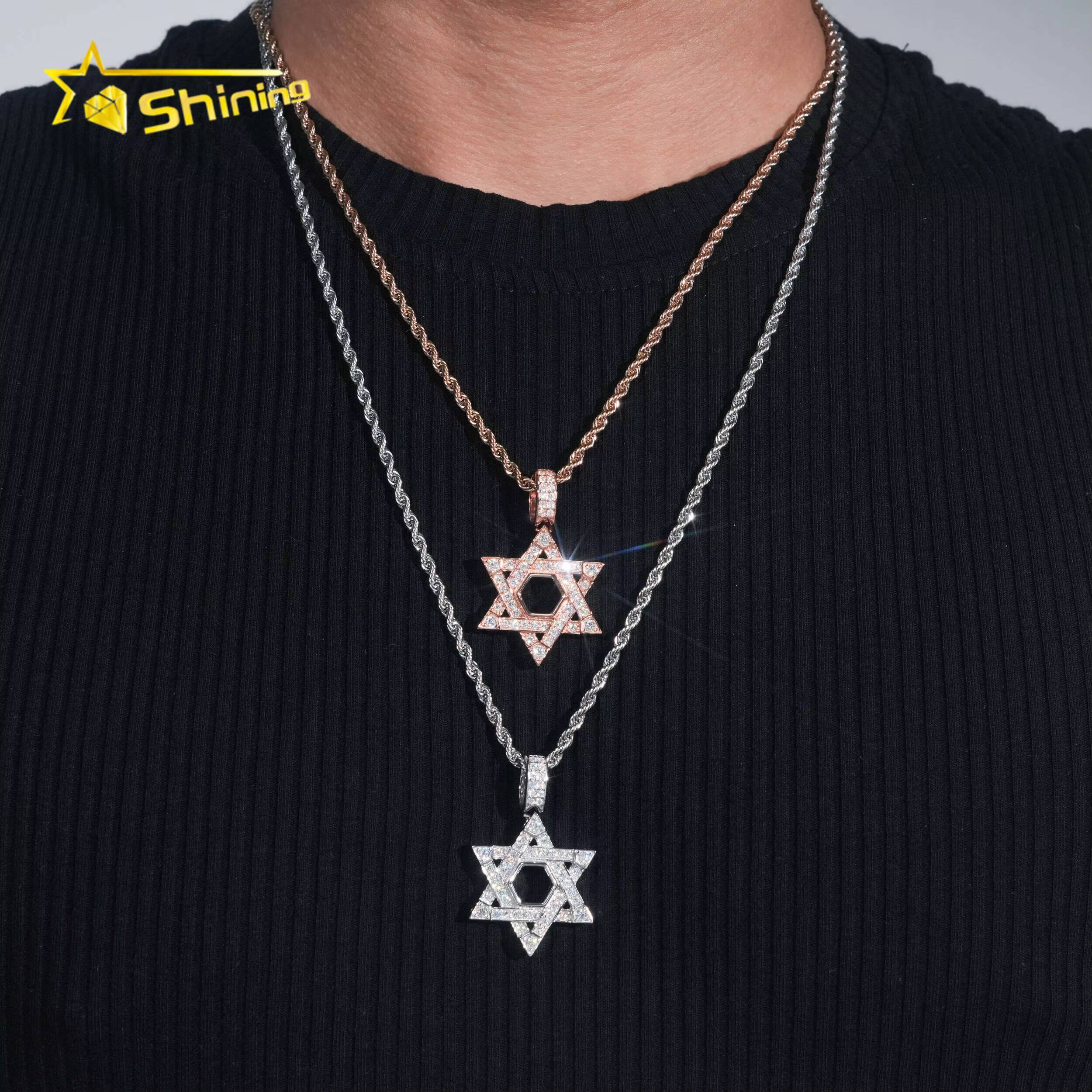 New Arrival Star Shape Charm Pendants 925 Silver Hip Hop Jewelry Men Women GRA Certified VVS Moissanite Pendant Necklace