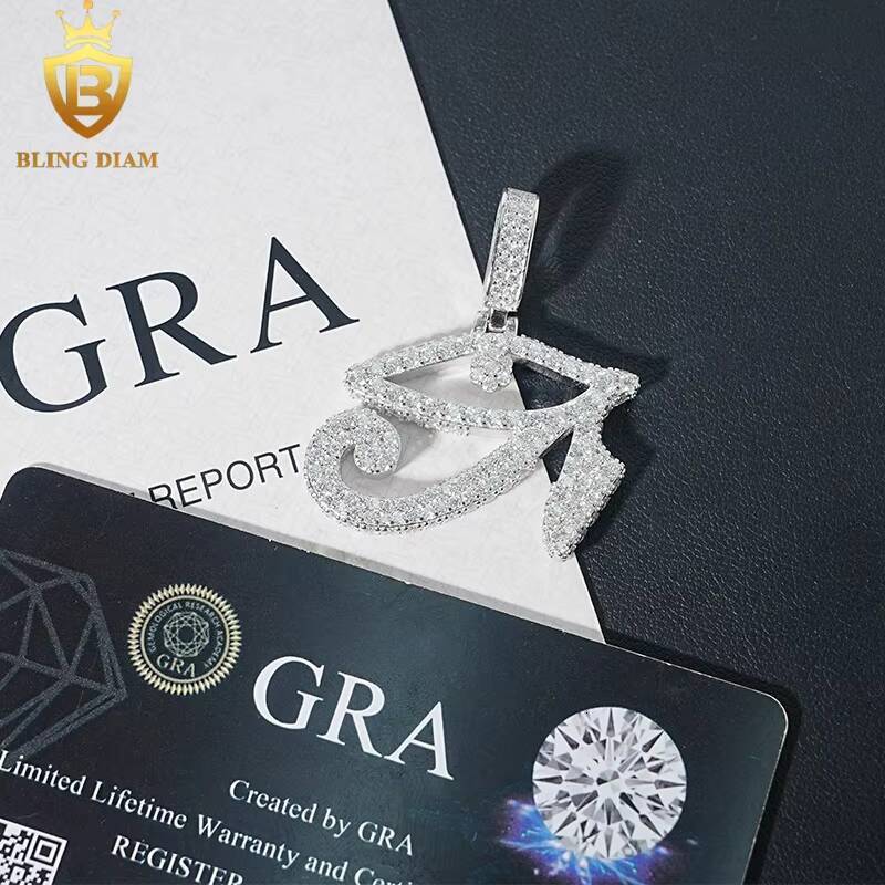 New Preduct Factory Low Price Hip Hop Jewelry 925 Sterling Silver Iced Out VVS Moissanite Eye Pendant Necklace