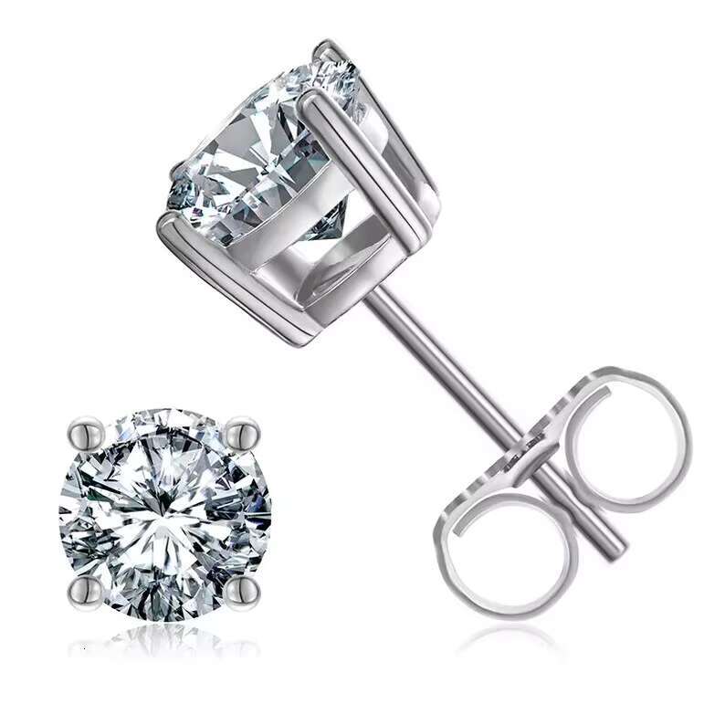 VVS Moissanite Stud Earrings Hiphop 925 Silver Bling Moissanite Diamond Round Cut Moissanite Earrings