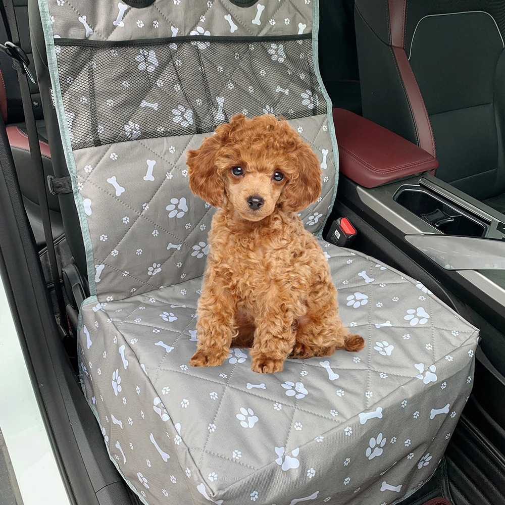Durable scratch resistant dog seat cover for front seats with mesh pockets suitable for trucks and SUVs 250427