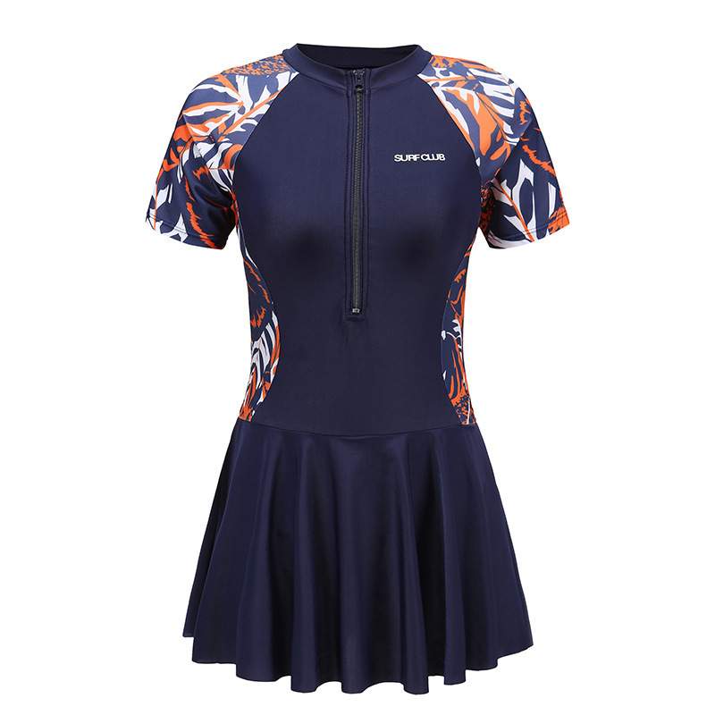 Swimsuit women's one-piece skirt professional conservative plus size new Korean ins style sports swimsuit hot spring