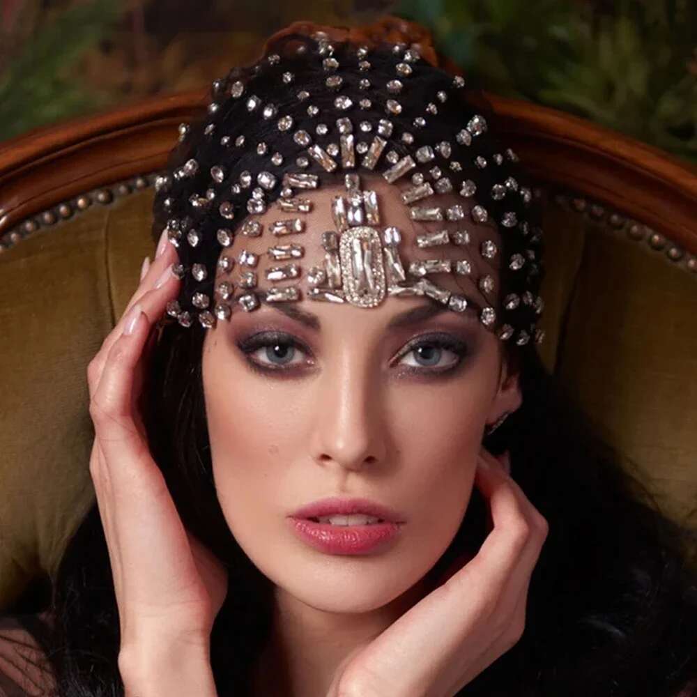 Elegant Rhinestone Bridal Headband Hat Forehead Hair Accessories Fashion Jewelry Wedding Crystal Head Chain Women Headpiece