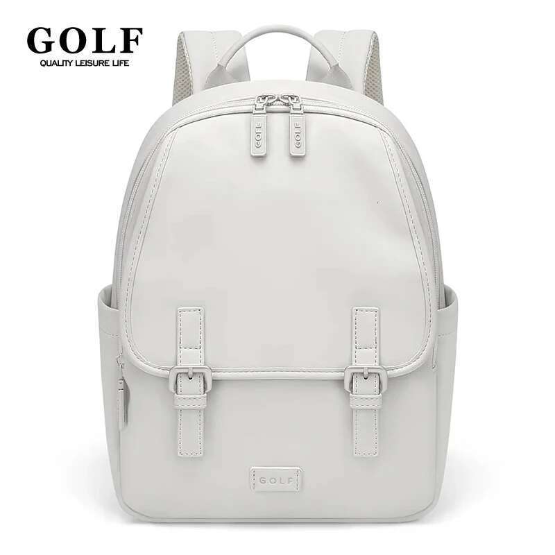 GOLF Leather Vintage Women Small Black Backpacks Multi Pockets White Backpack Purse Waterproof Buckle Ladies Back Bags