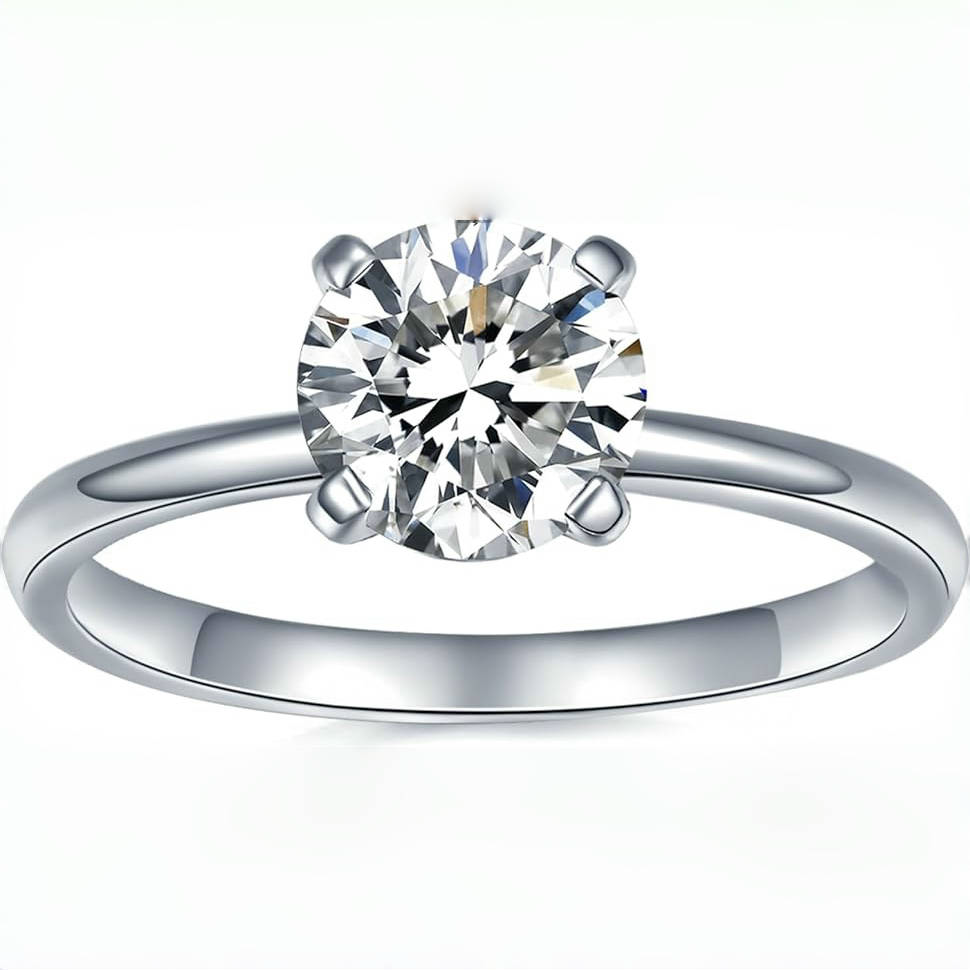 Moissanite Wedding Band Wedding Rings for Women 925 Sterling Silver Rings with 18K White Gold Plated Eternity Stackable Engagement Ring Anniversary