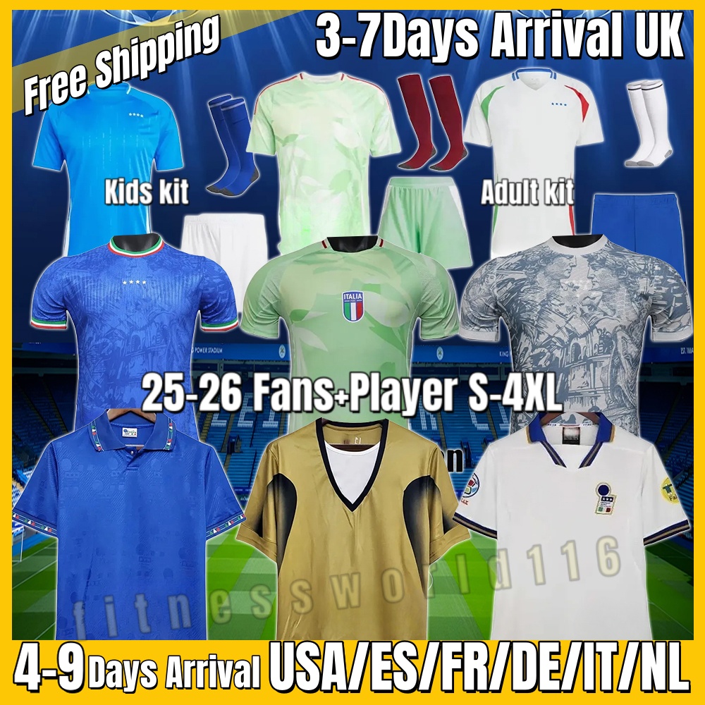 2024 25 Italy Soccer Jerseys Player JORGINHO BARELLA Italian jersey Champion INSIGNE BONUCCI VERRATTI Men Kids FOOTBALL SHIRTS CHIESA CHItalia FAIELI PELLEGRINI