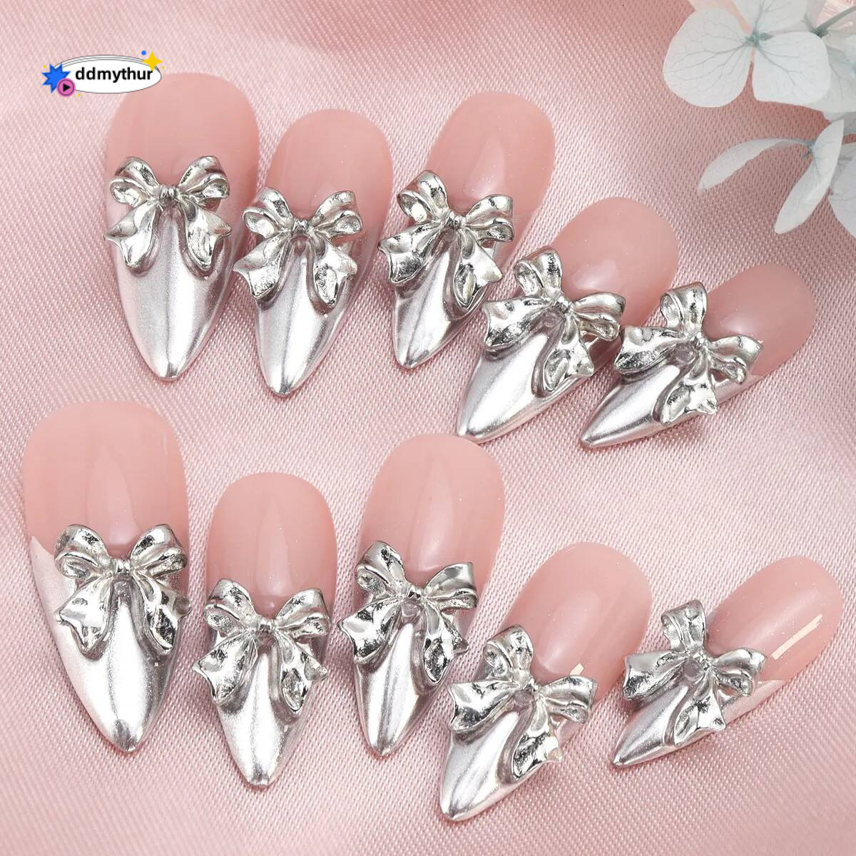 ddmythur Metallic Glossy Al Press-On Nails Kit - 2024 Collection ddmythur