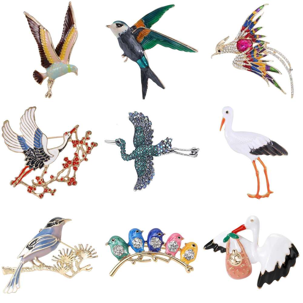 Enamel Phoenix Brooches For Women Trendy 6-Color Rhinestone Bird Pin Banquet Party Backpack Gifts Jewelry Accessories