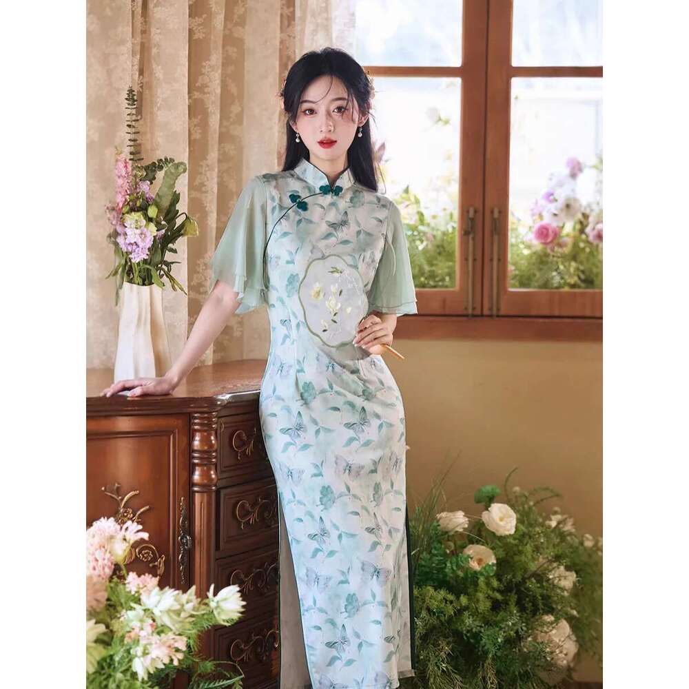 Chinese Silk Embroidery High-End Cheongsam Dress The New Hanfu Style Is Comfortable, Soft, Breathable, Luxurious, Qipao