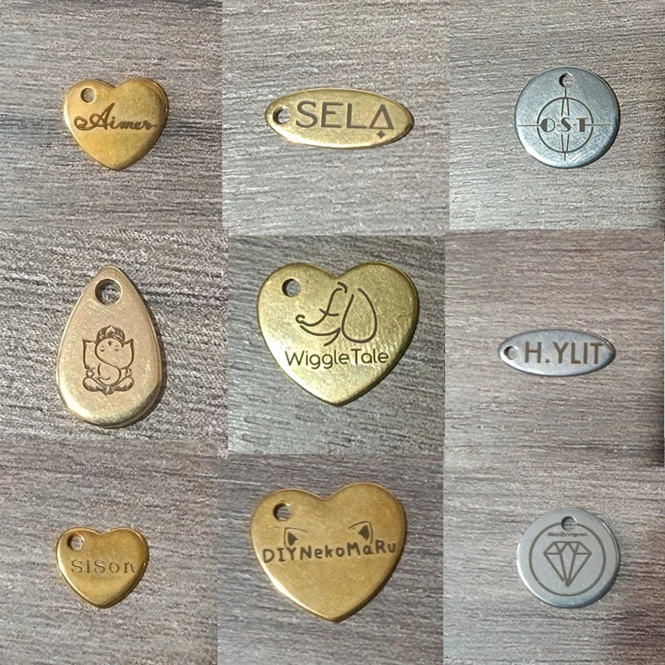 100 customized laser engraved stainless steel charm heart-shaped circular oval blank pendant dog tags for DIY jewelry making 250427