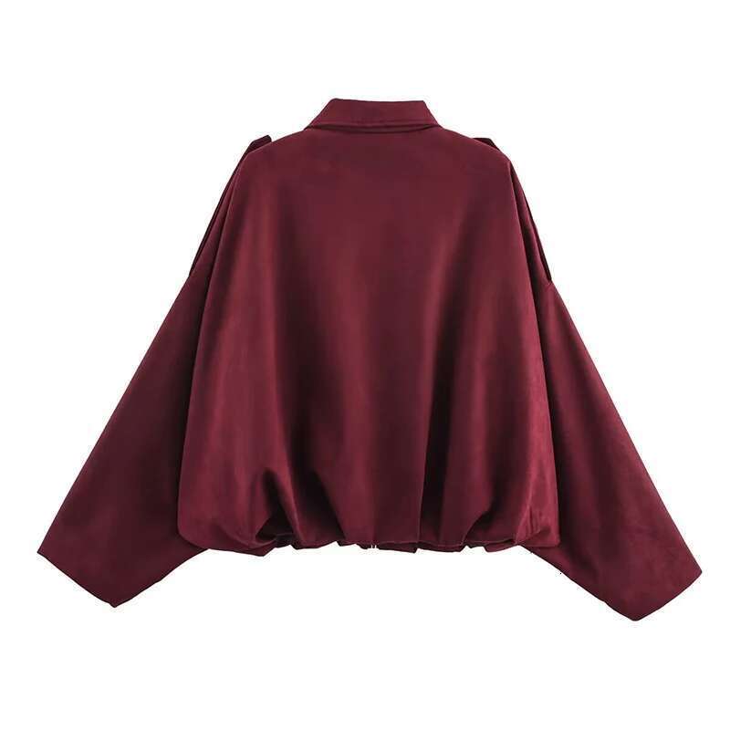 RAFZNB Short Jackets for Women Fashion With Shoulder Straps Long Sleeve Loose Coats Vintage Female Outerwear Chic Tops
