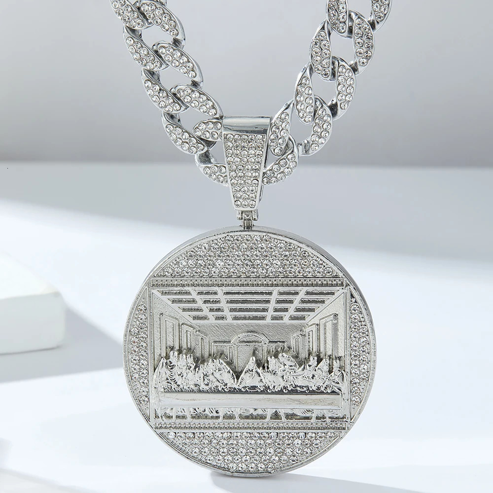Hip hop Last Supper Pendant Jewelry Necklace Rap Singer Necklace Religious Men and Women Cuban Pop Chain Gift 250428