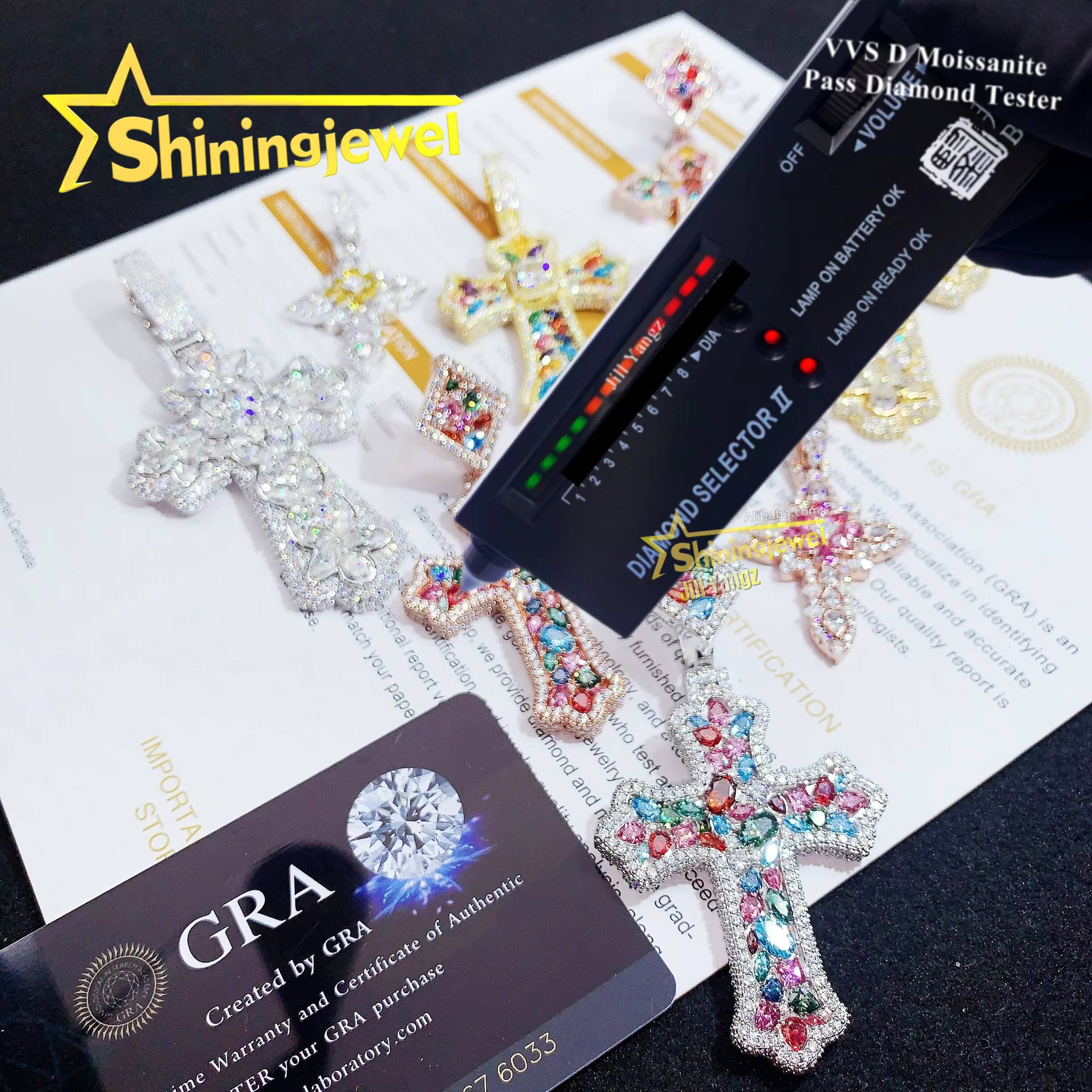 Trending Products Mixed Cutting Color Moissanite Cross Pendant Collection Hip Hop Iced Out Pendant Religious Jewelry