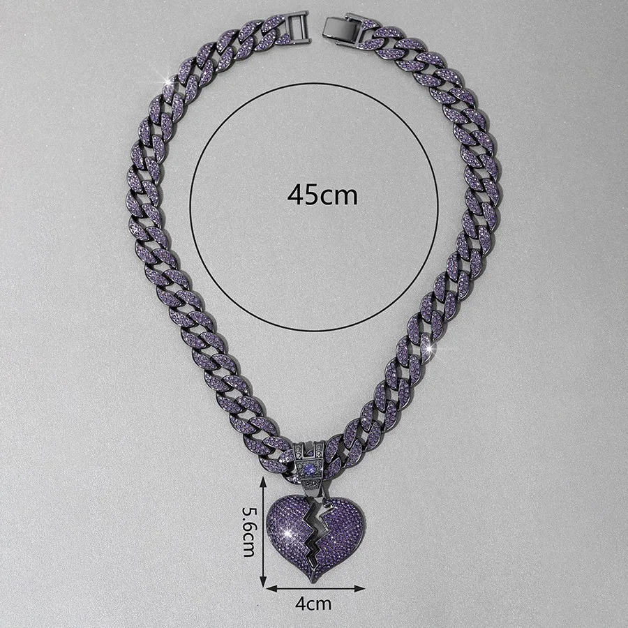 NL2041 heart Latest n Hip Hop Jewelry Gold Plated Iced out Broken Heart Pendant 250428