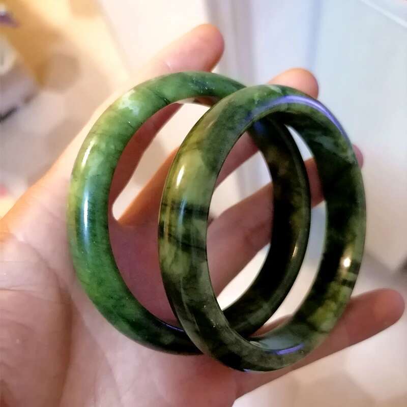 Natural Chinese Southern Jade Hand Carved Wide Band Bracelet Fashion Boutique Jewelry Men's And Women's Turquoise Bangle